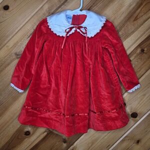 Vtg Belart Velvet Holiday Dress 24 Months‎ Midal Blend Red Christmas